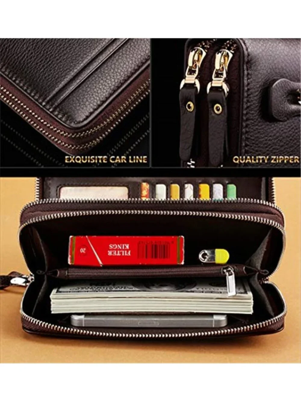 Mens Wallet Long Purse Leather Clutch Large Business Handbag Phone Card Holder